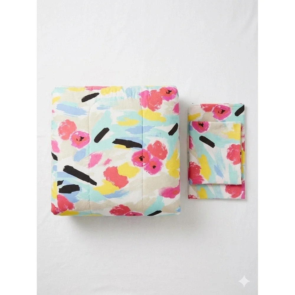 Kate‎ Spade Paintball Abstract Floral Comforter With 2 Shams Full/Queen